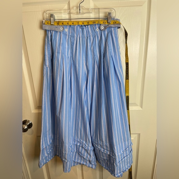 Anthropologie pull on culotte cotton pants Blue Striped - Picture 8 of 12